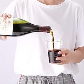 JOLLY CHEF 100 Pack 10 oz Gold Plastic Cups, Disposable Gold Glitter Cups, Clear Plastic Tumblers Perfect for Weddings, Christmas & Parties