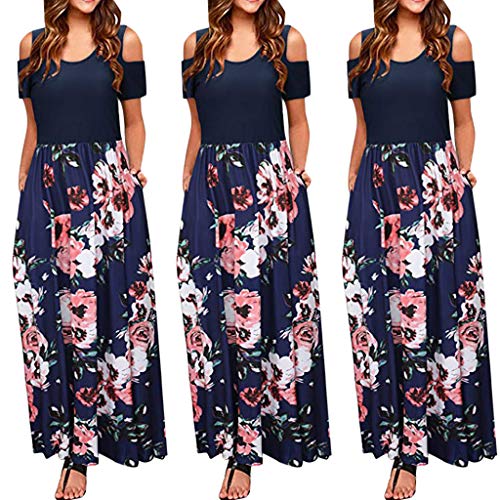 Women s Floral Print Casual Loose Plain Stretch Tank Maxi Long Dress