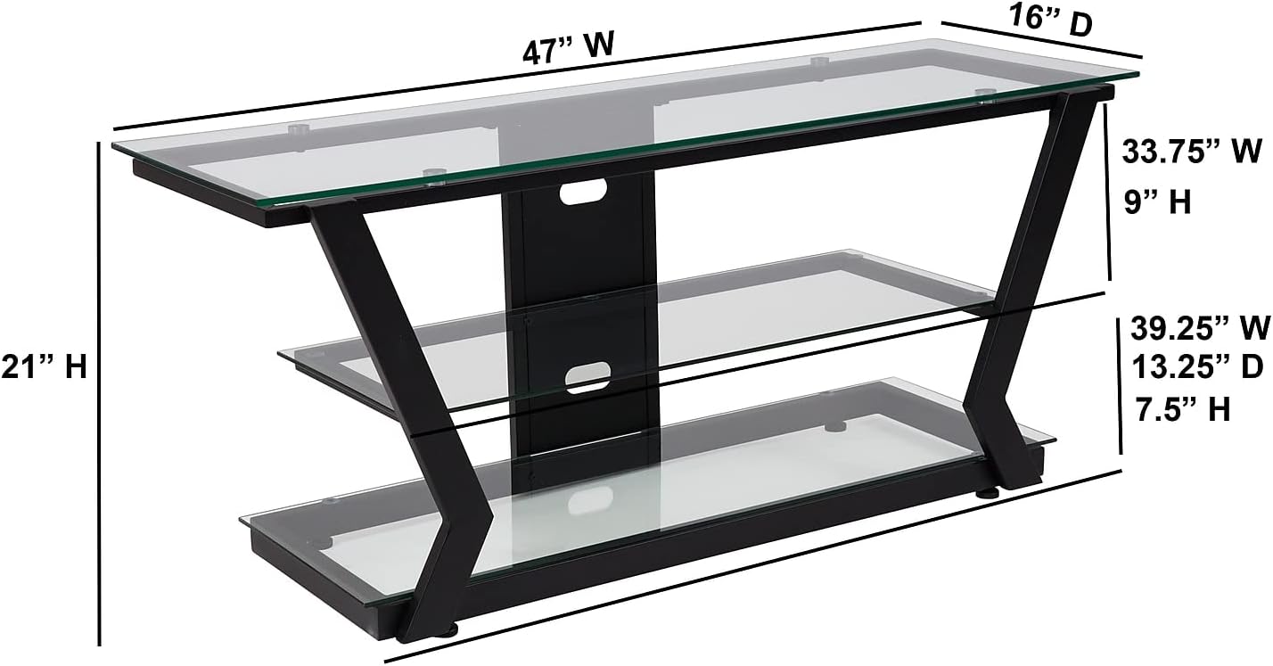 Harbor Hills Modern Black Metal and Glass TV Stand for up to 50" TVs
