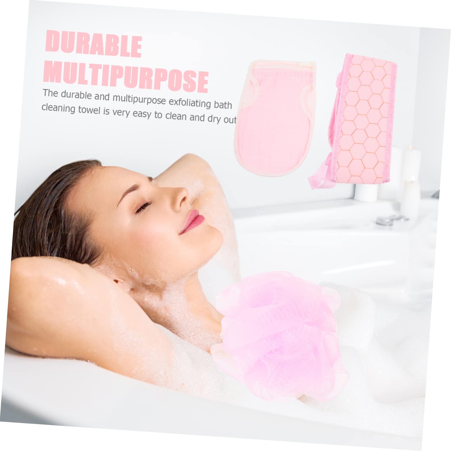 Beavorty 3juegos Toallas Exfoliantes De Malla Accesorios Para Baño Frotador Para Espalda y Cuerpo Material y Ligero