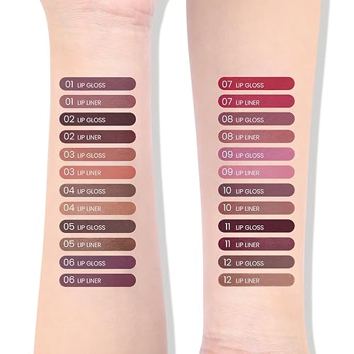 Miniatura 5 de AMY'S DIARY Juego de 2 delineadores de labios y lápiz labial color rojo oscuro mate, lápiz labial líquido 24 horas y delineador de labios,