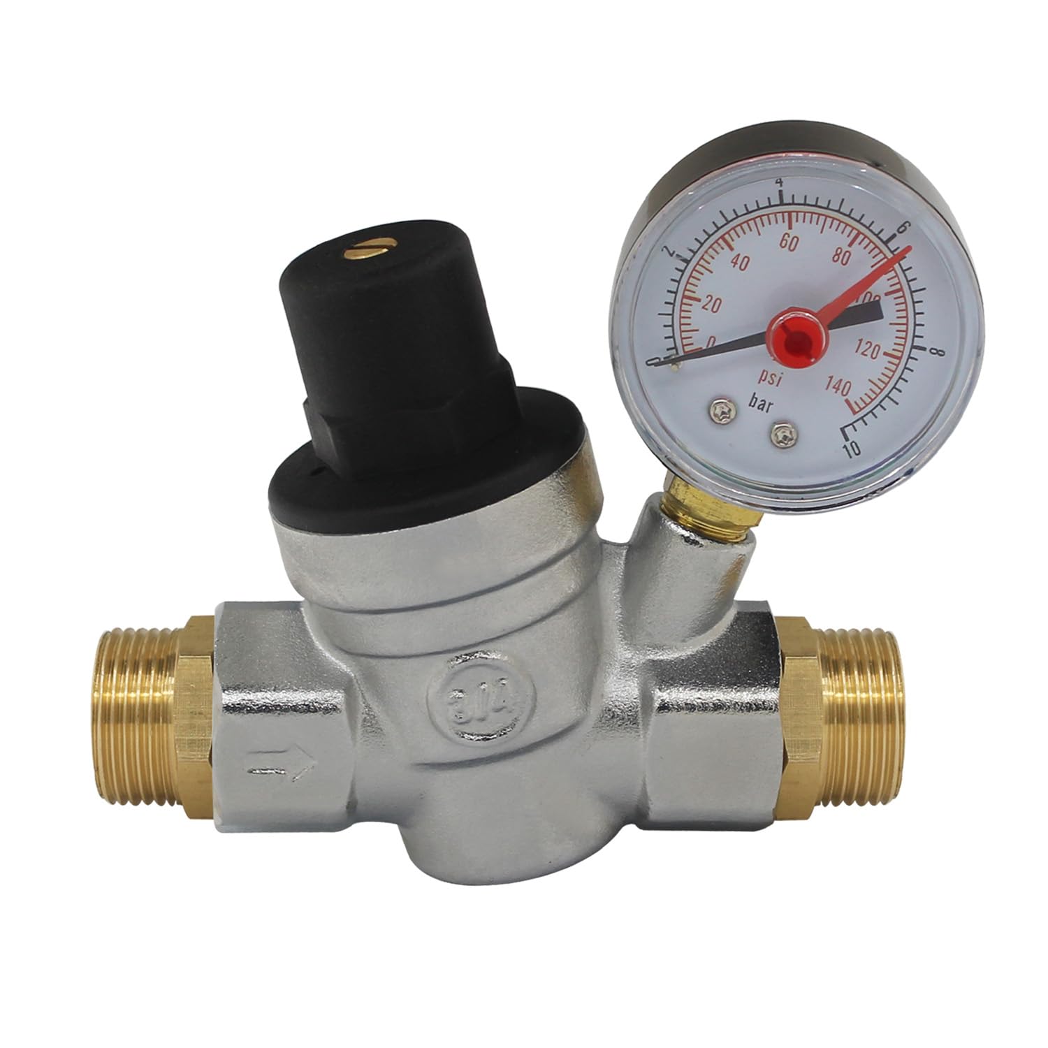 DN15 DN20 válvula presión reductora cromado regulador presion agua con manómetro indicador presion agua 1/2 3/4 pulgada (DN15 Con conector)