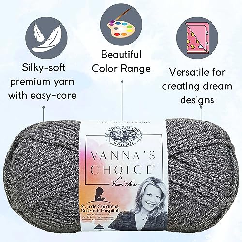 Image of Lion Brand Yarn Vanna'S Choice 860-151 Charcoal Grey | 3 Skeins, Same Dye Lot, Project Bag, CYC #4 Worsted, 100% Acrylic, Ideal for Crochet, Knitting Blankets, Hats, Scarves
