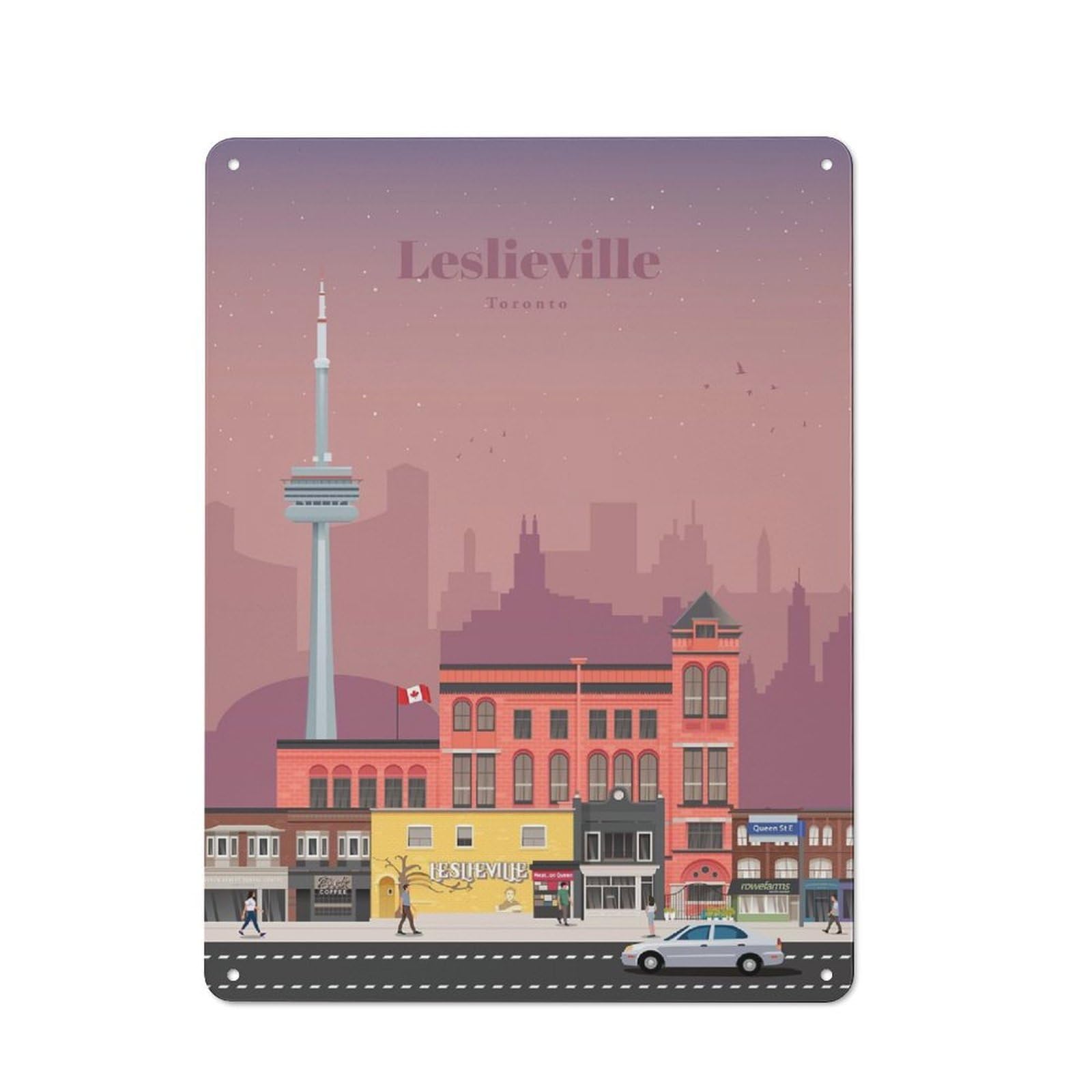 Junmoney Leslieville In Toronto Warehouse Style Metal Wall Decor 40X30cm, Industrial Metal Sign For Workspace, Cafe, Hallway Or Garage