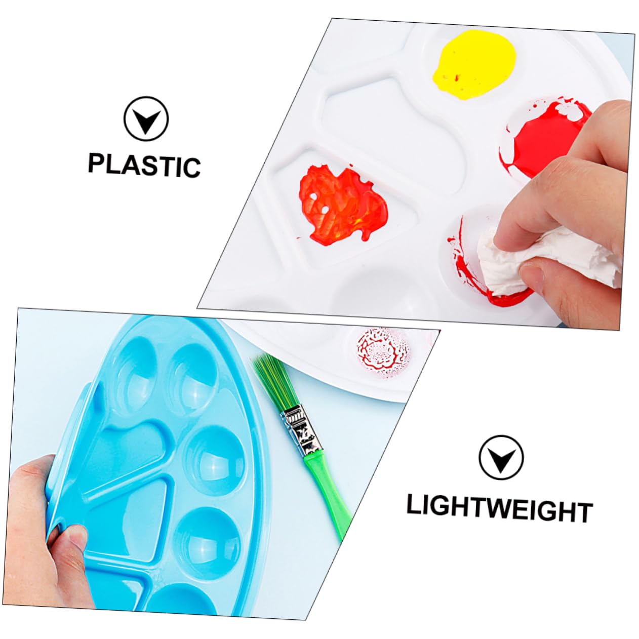 Housoutil Professional Watercolor Painting Pallets 8 Pieces Plastic Mixing Trays Hobbyists