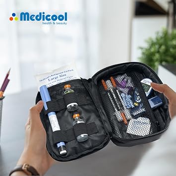 Medicool Daily Diabetic Organizer Portable Insulin Travel Case Large Gel Pack | DDO