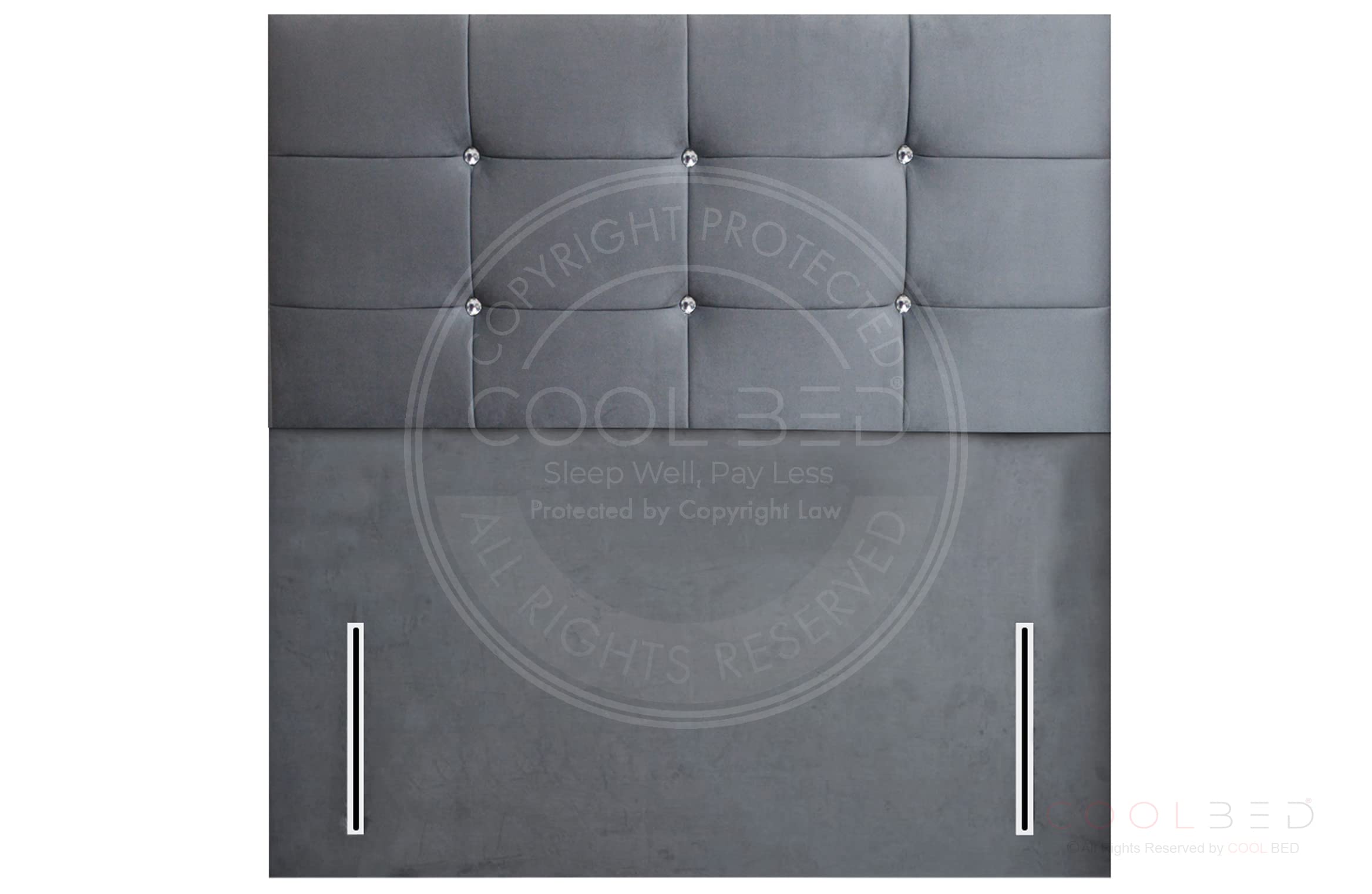 Grey Plush Velvet 54" Floor Standing Zahara 12 Cube Headboard For Divan Ottoman Bed 4FT Small Double Headboards For Beds Bedroom Furniture (Grey Plush, Small Double - 【4FT】)