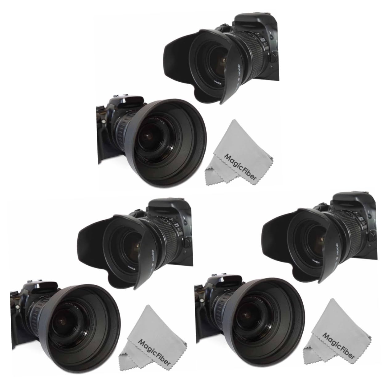 DOITOOL 3 Pezzi 58 Mm Paraluce Per Obiettivo Della Fotocamera Protezione Per Obiettivo in Gomma Abs Rigida Riduzione Dei Riflessi Facile Da Installare
