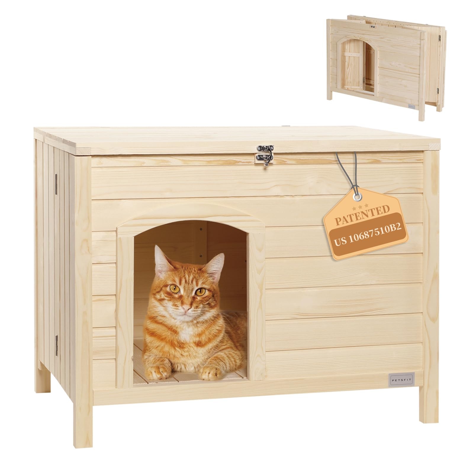 Folding Litter Box Enclosure, No Tools Required for Assembly, Cat Litter Box Furniture Hidden, Fit Most of Litter Box, Dog House Cat House, 30" L×21" W×24.5" H