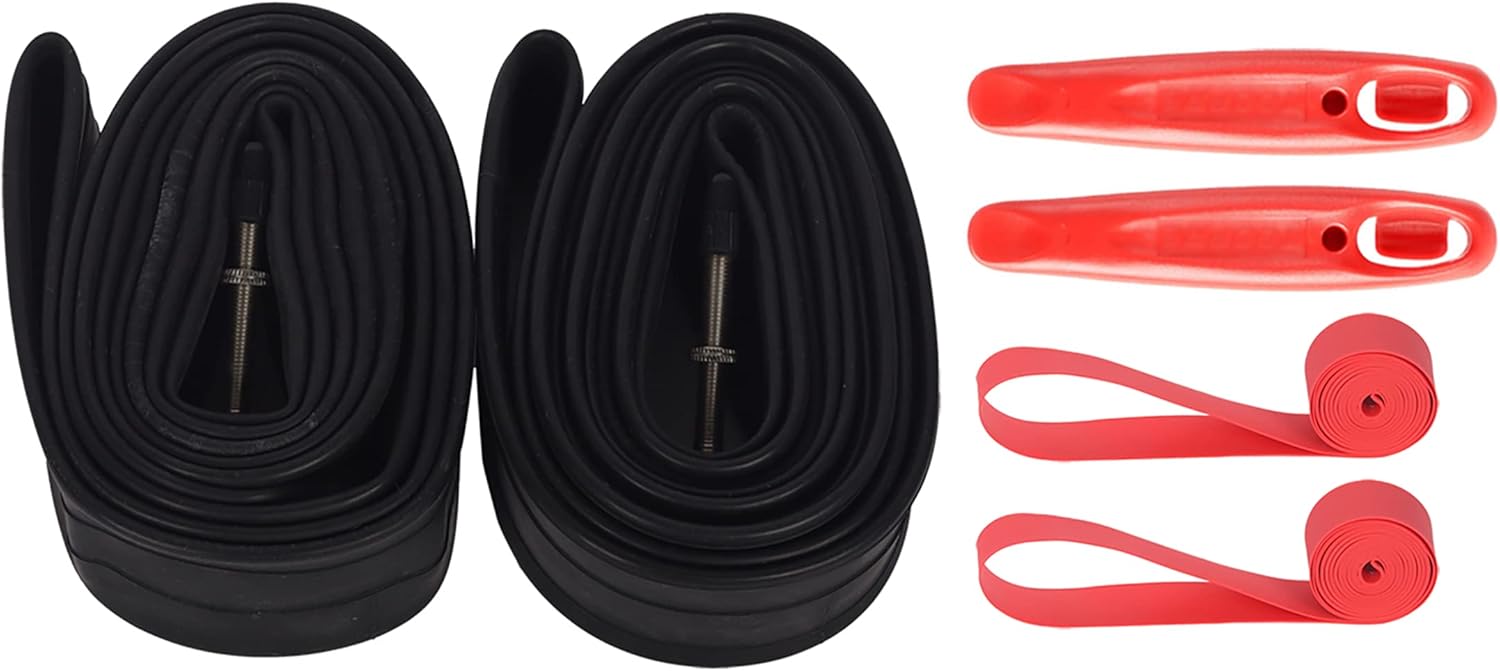 2Pack 700x25/32C Bike Inner Tubes with Tire Levers and Rim Strips, Bike Tire Tube Compatible
