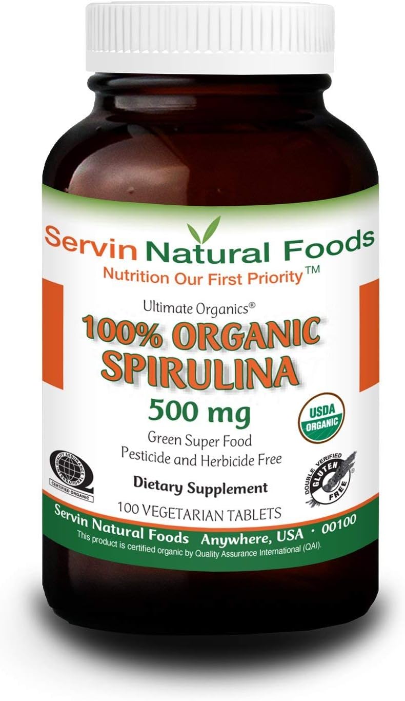 100% Organic Spirulina. Increases Energy Level & Improves Immune Response. Great Source of Plant Protein. High in Iron & Calcium. All Natural & Gluten Free. 500mg, 250 Tablets (40 Day Supply)