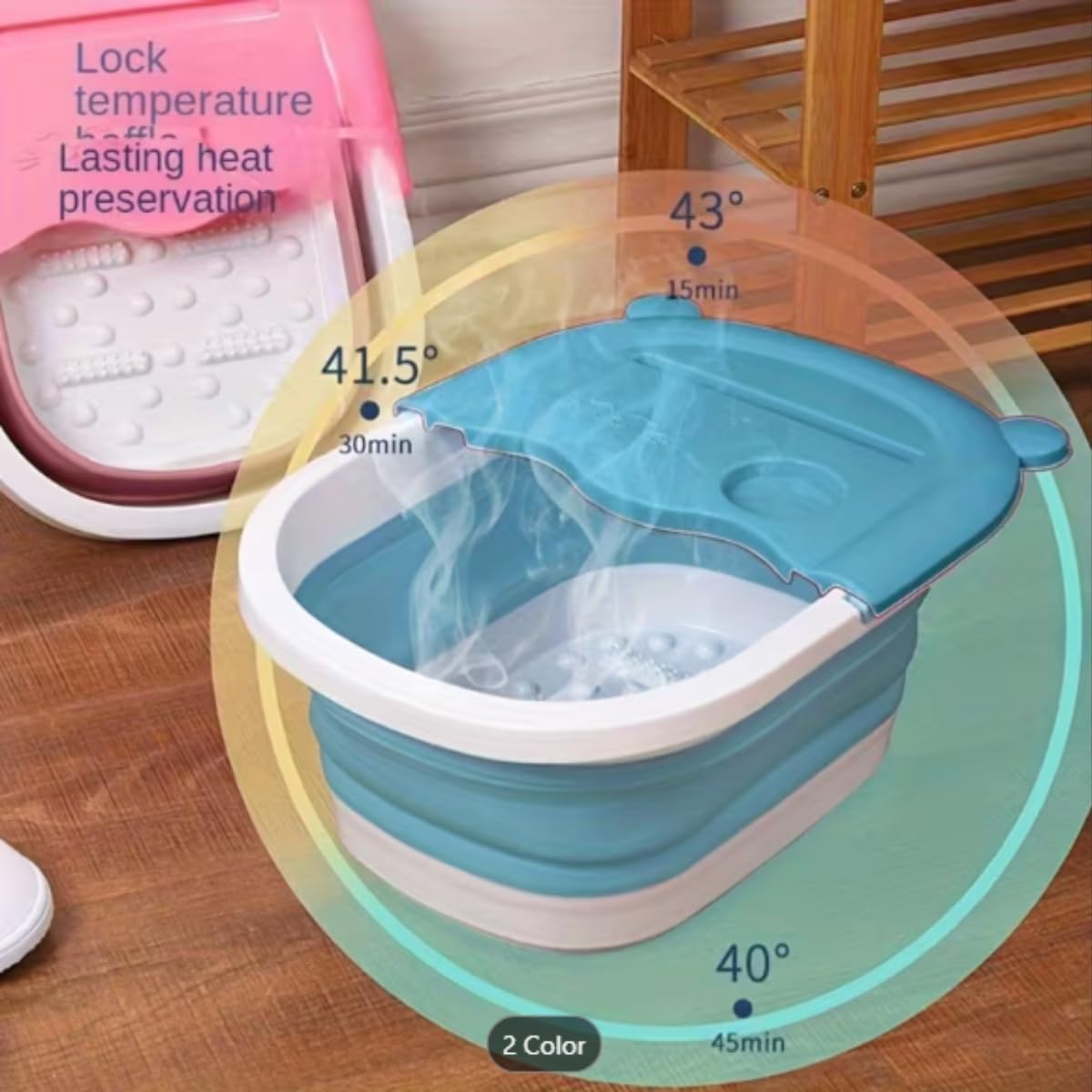 VIZARO Collapsible Foot Spa Tub With Acupressure Massage Points | Foldable Pedicure Bath Basin for Feet Soaking | Portable Foot Bucket for Stress Relaxion & Home Use 4