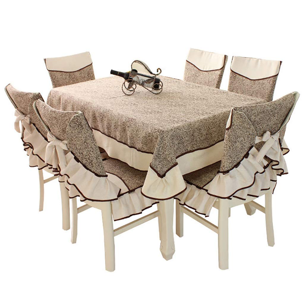 Nappe carrée brodée en coton et lin avec housses de chaise assorties Petit Jardin