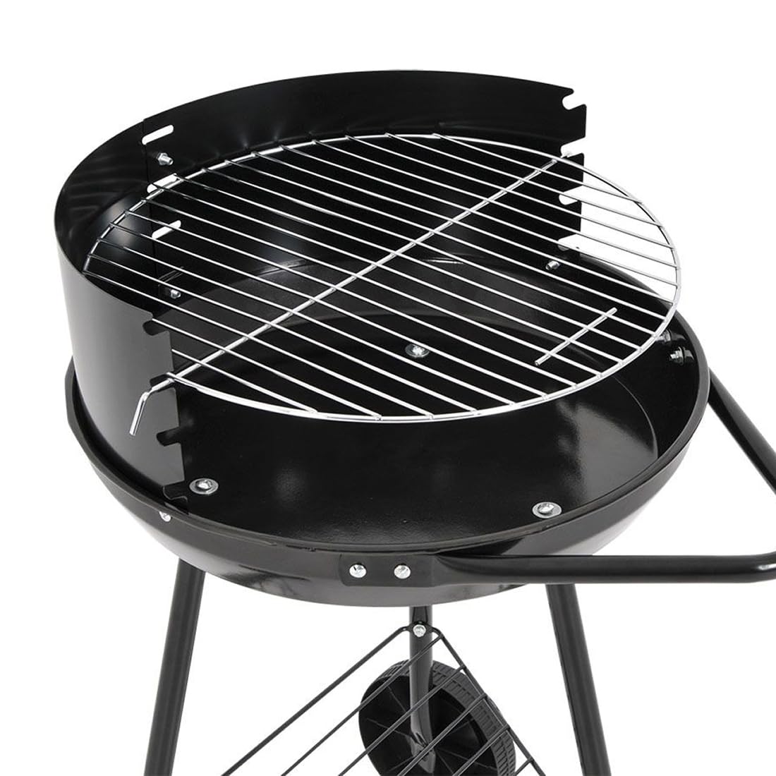 Acomoda Textil – Barbacoa de Carbon con Ruedas Parrilla Redonda y Estructura de Acero, Ligera y Portatil. Asador 42x68 cm Ideal para Jardin, Camping o Terraza de Facil de Limpieza — view 2