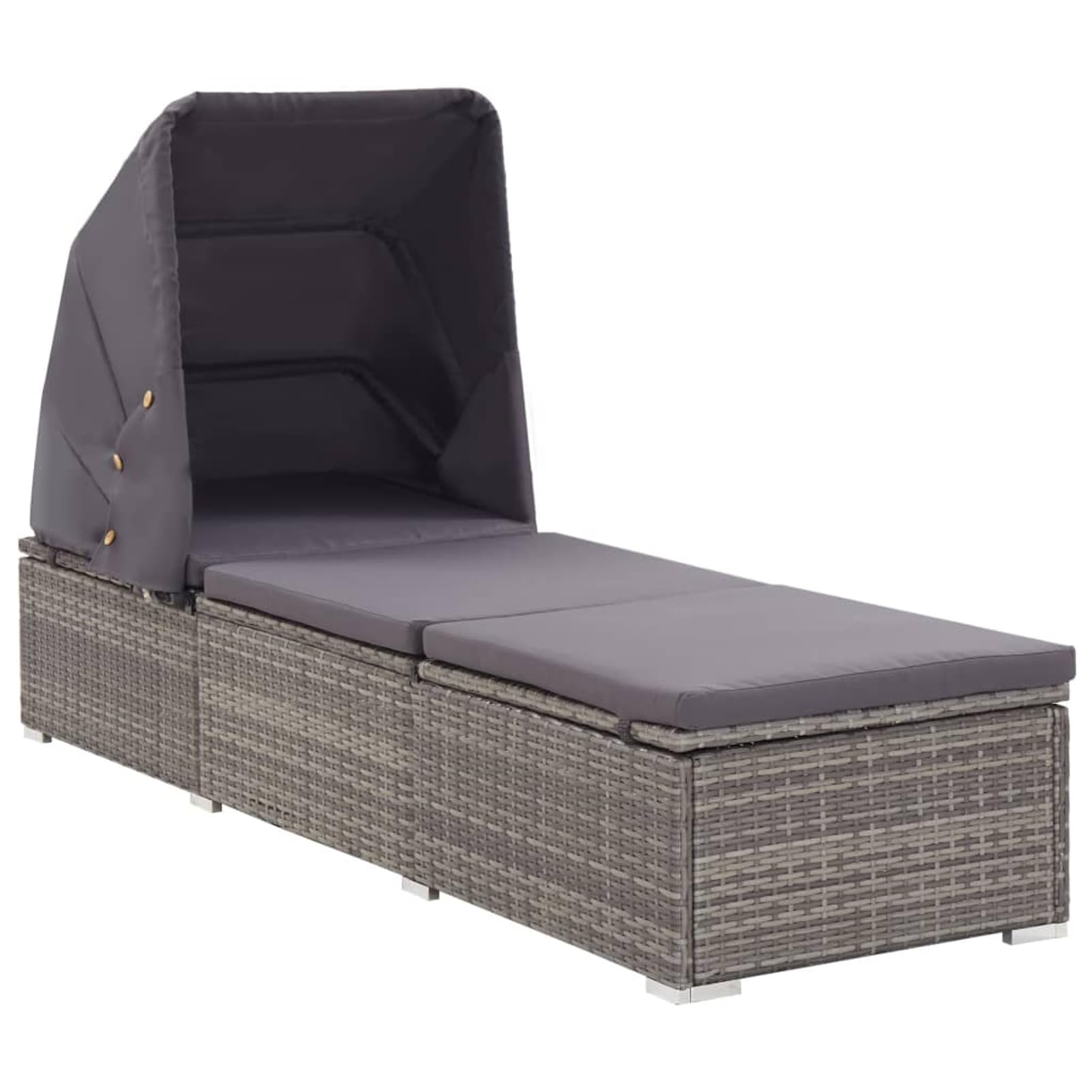 Gecheer Tumbona de Ratan Sintético con Cojín Acolchado y Toldo Plegable - Resistente a la Intemperie y Fácil de Limpiar Modelo LYKXPDGRX-46248ES