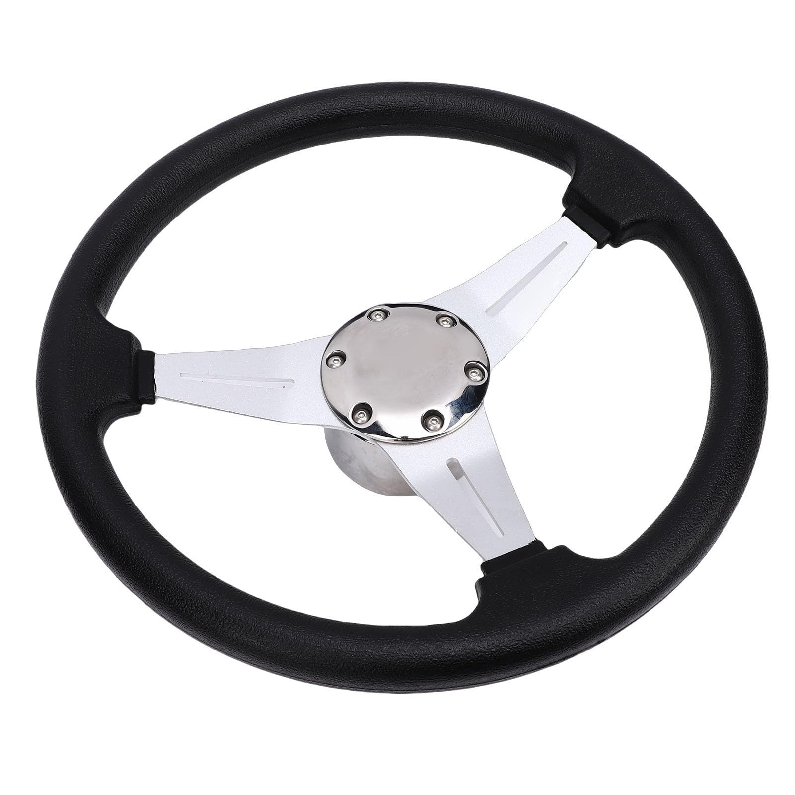 Keenso Kierownica łodzi Rama ze Stopu Aluminium Kierownica Morska z osłoną ze Stali Nierdzewnej 316 348 Mm 13,7 Cala Konstrukcja z 3 Ramionami do łodzi Jachty Łodzie Motorowe Łodzie Rybackie