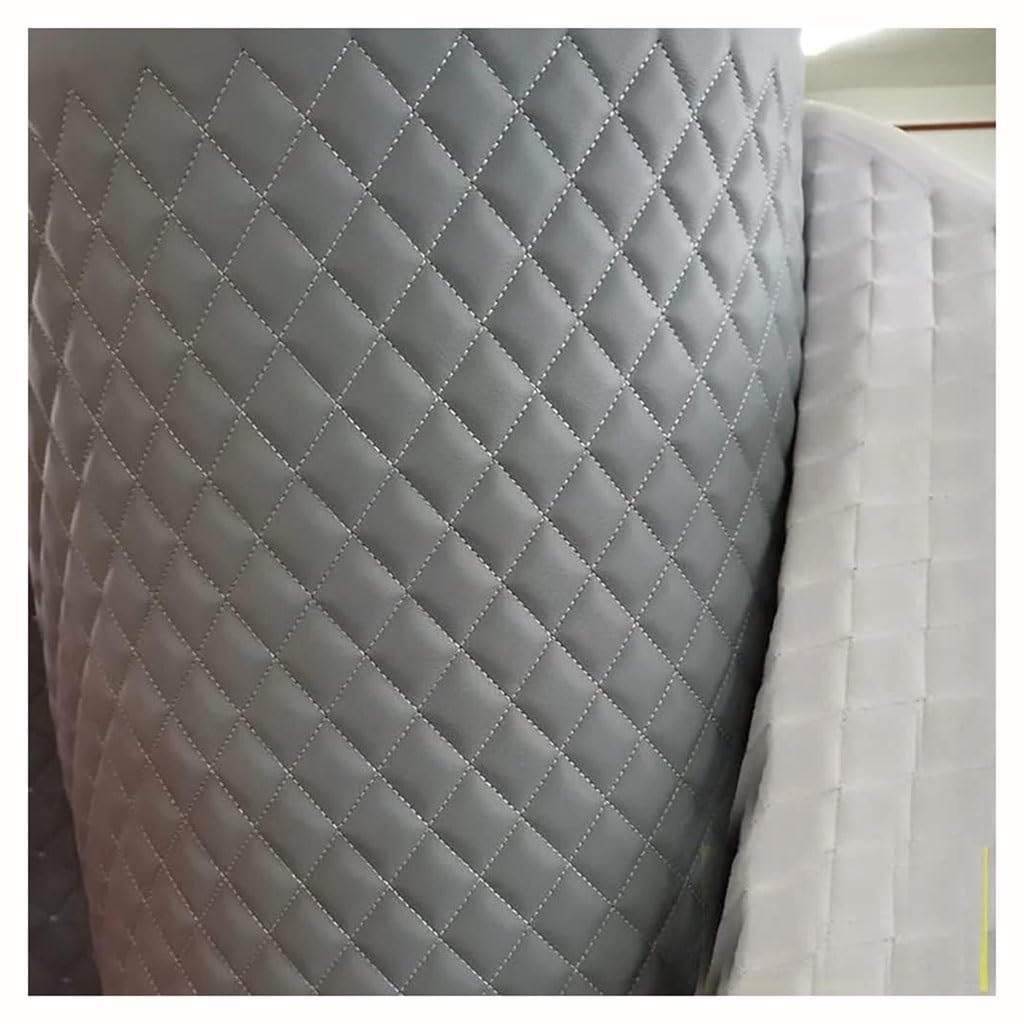 Gewatteerd Kunstleer Vinyl PVC Leer Stof Waterdicht Kunstleer Stof Gewatteerd Leer Diamantsteek Gewatteerd Kussen Linnen Watten Rugbekleding (Size: 1.6x1m/5.25x3.28ft)(Gray,1.6X6m