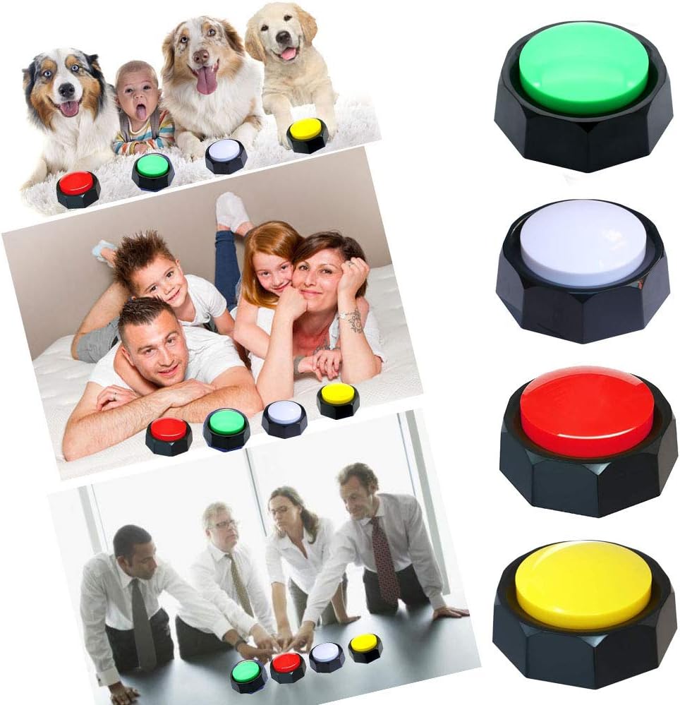 50% Off Discount U-Likee Recordable Button-Pet Training Buzzer-Custom Easy Button-Record & Playback Any 30s Message-Answer Buzzer (Red-Yellow-Green-White)
