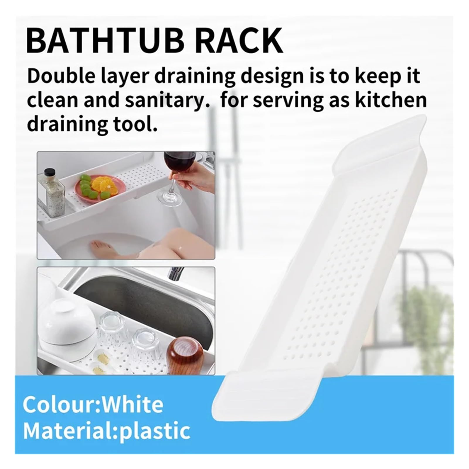 Bandeja retráctil para bañera, Estante y toallero, Soporte para Lavabo y Fregadero de Cocina versátil, Ideal para una Experiencia de SPA en casa.