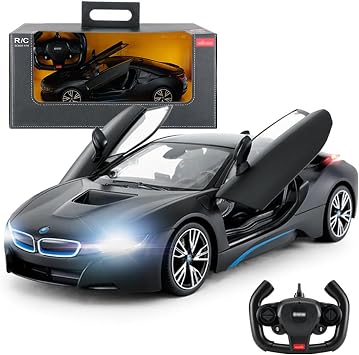 114 Scale Remote Control Car for BMW I8, 2.4GHz Model RC Cars with Remote-Controlled Door, Headlight, Taillight, Electric Sport Racing Hobby Vehicle Gift for Adults, Kids, Boys, Girls - Black
