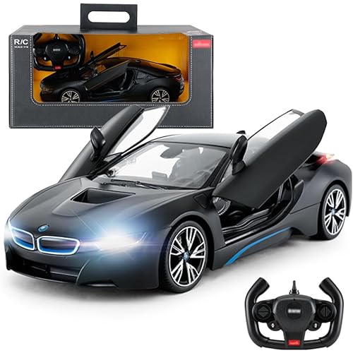 1:14 Scale Remote Control Car for BMW I8, 2.4GHz Model RC Cars with Controlled Doors, Headlight, Taillight, Electric Sport Racing Hobby Vehicle Gift for Adults, Kids, Boys, Girls - Black