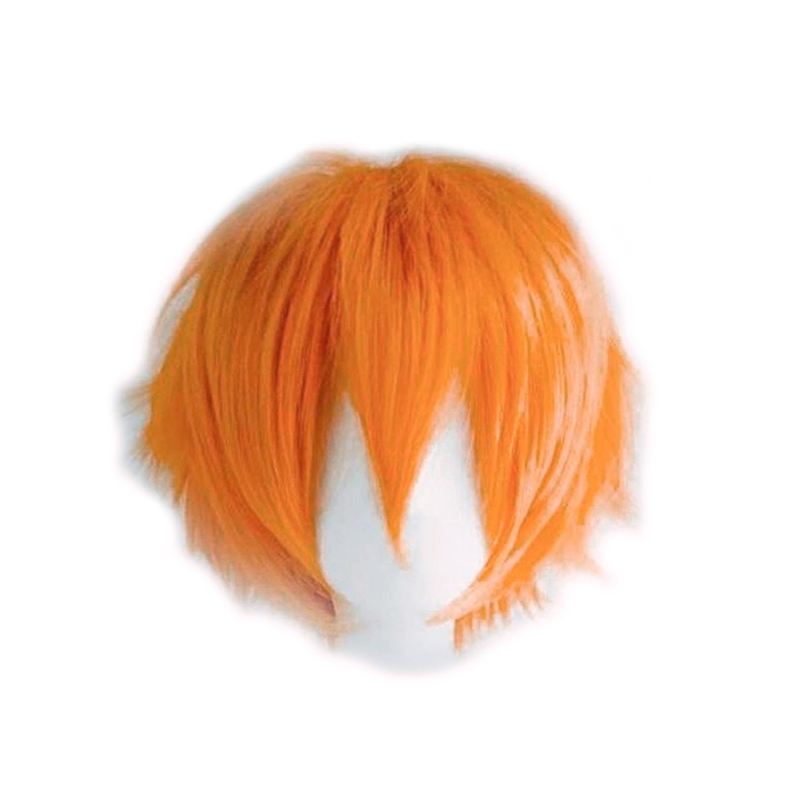 Dcbaboo Orange Wig Short Curly Wig Men/Women Wigs Anime Cosplay Wig 12" Natural Fluffy Layered Straight Hair Unisex Halloween Wig Fancy Dress Synthetic Full Wig with Wig Cap - Image 2