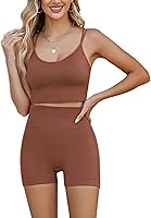 Vista 1 de Sykooria Conjuntos de entrenamiento para mujer, conjunto de 2 piezas a juego, conjunto de gimnasio sin costuras, conjunto de yoga de cintura alta