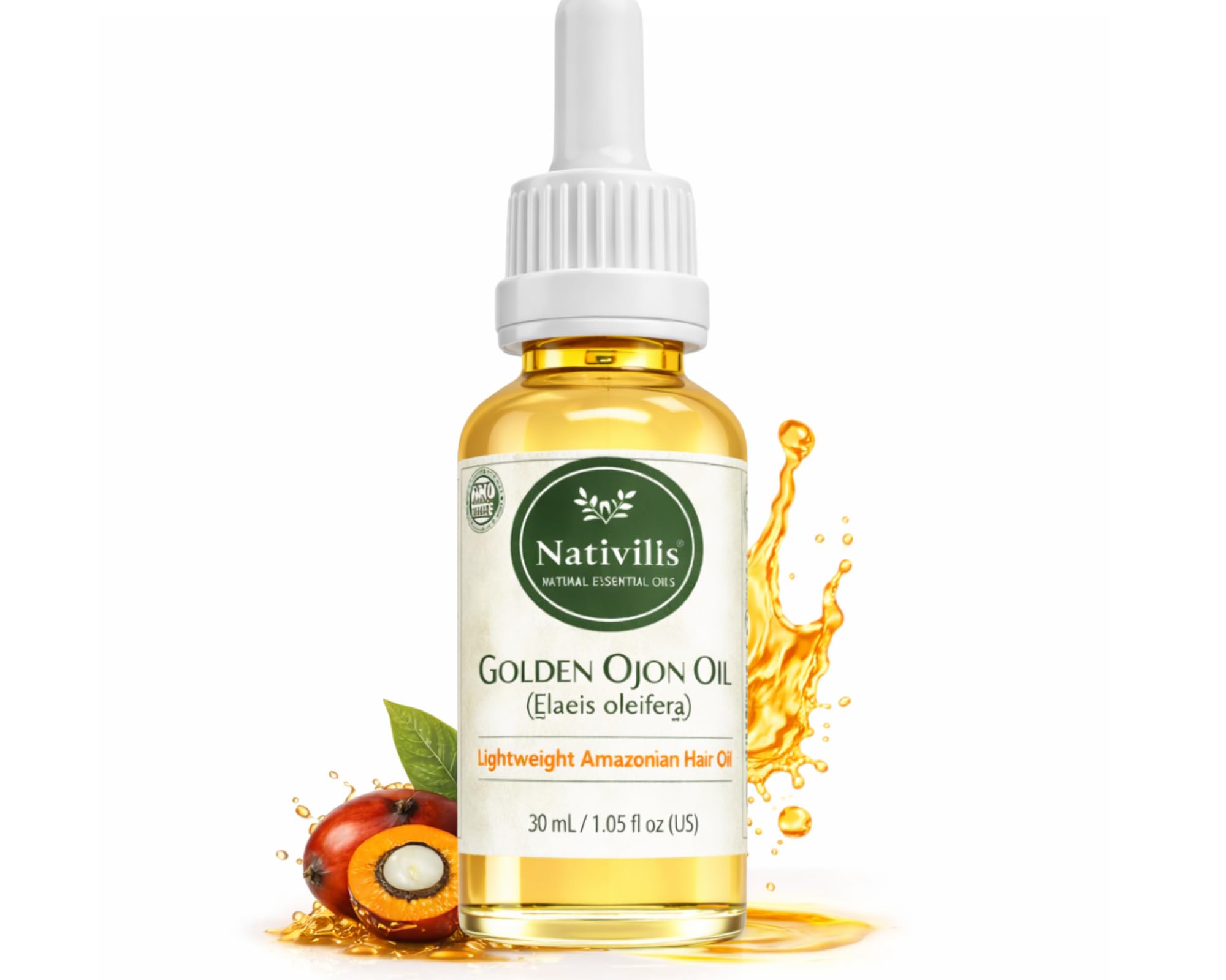 Nativilis Ojon Caiaue Golden Oil - Potenciador natural de la piel del cabello Rainforest Virgin Oil - Revitaliza los folículos dañados Cabello - Copaiba
