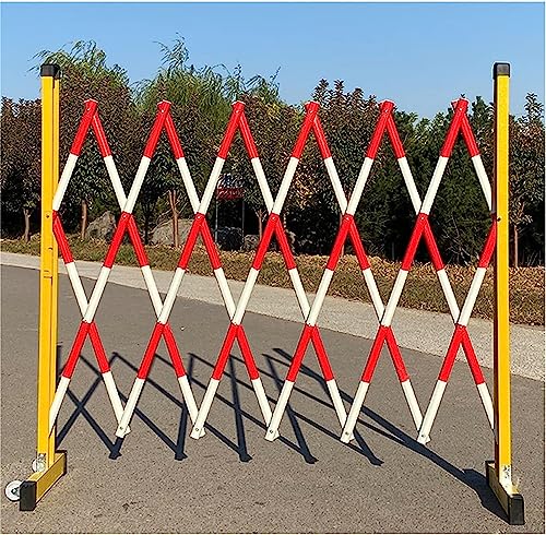 Barricadas Plegables, Barreras De Tráfico con Ruedas, Barreras De Tubo Telescópicas Móviles, Control De Multitudes Flexible Y Portátil (Amarillas, 1,2 X 5 M)