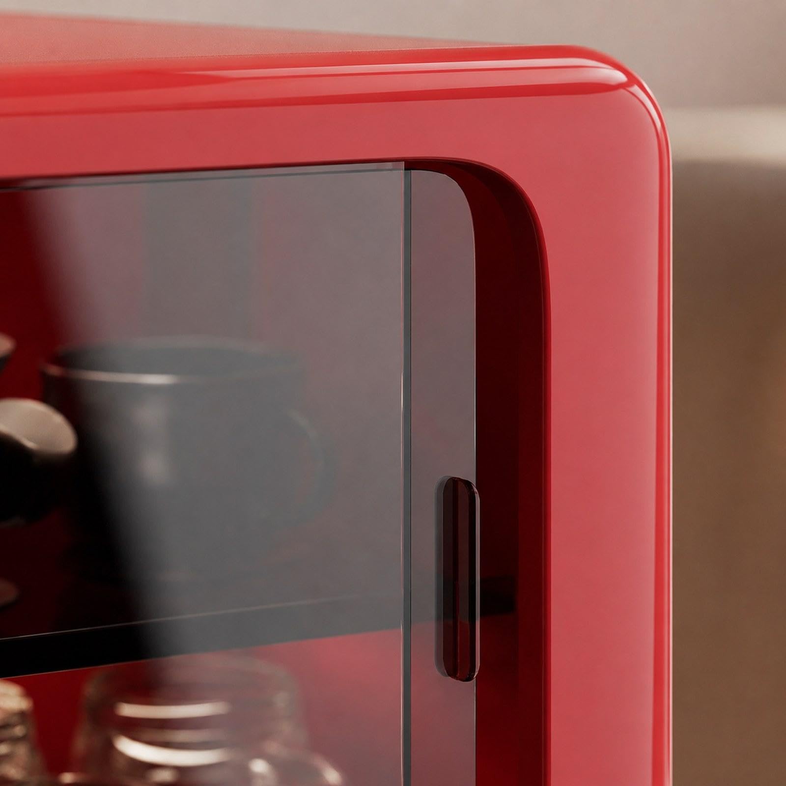 Desktop Aufbewahrungsregal mit Schiebetür Als Gewürzkorb Tassenablage Ablage für Kaffeezubehör Teeregal Mehrzweckregal für Büro Heimdekoration Und Arb, Rot