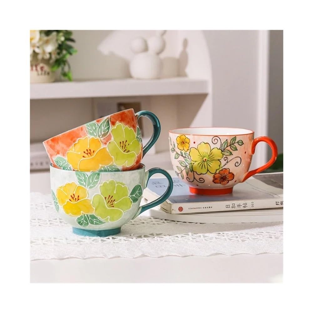 Tazza da tè e caffè in ceramica, fatta a mano, in porcellana, per uso ufficio, ideale per bevande calde e colazione, capacità 500 ml