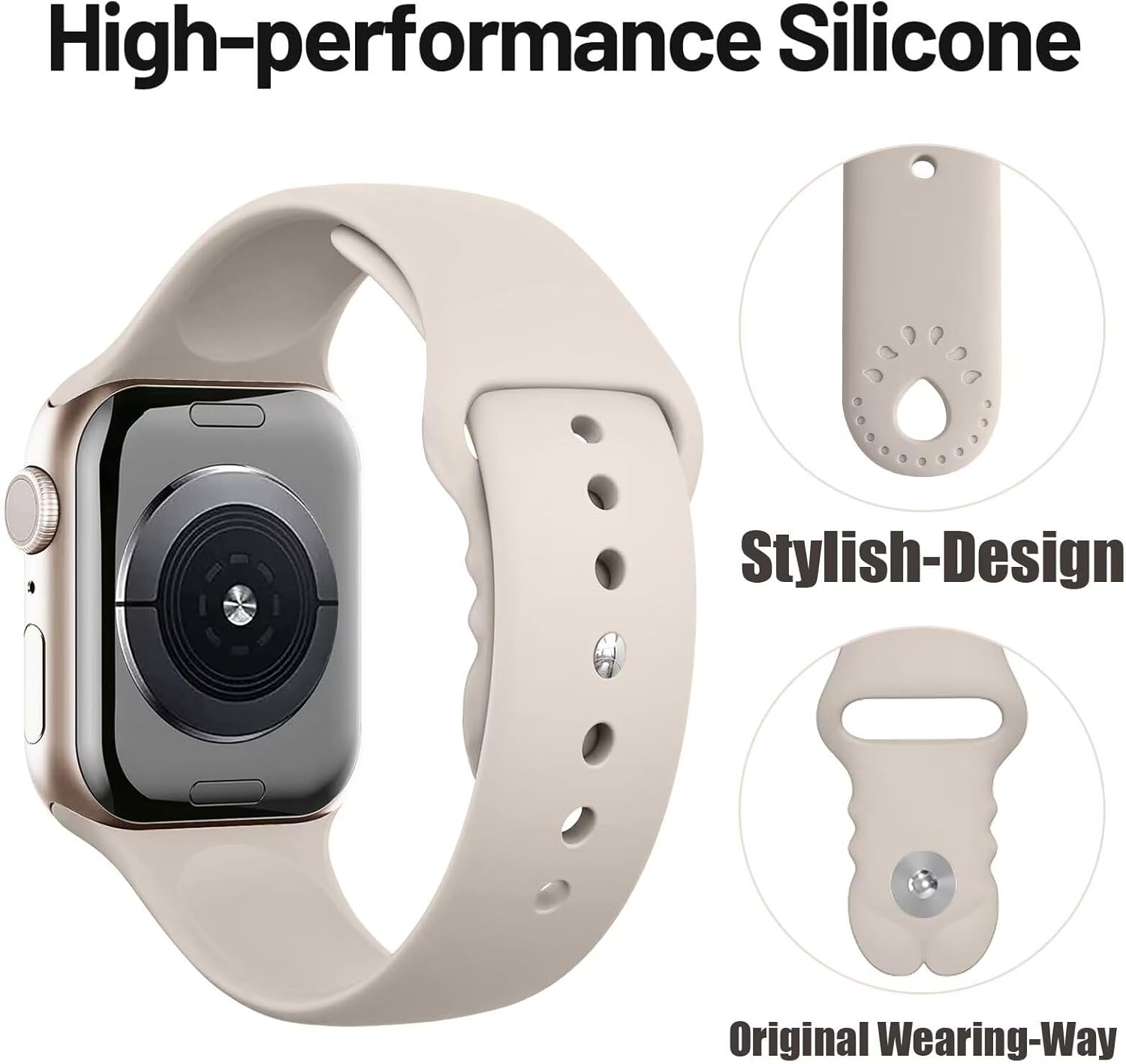 Compatible with Apple Watch Bands for Women 40mm 38mm 41mm 42mm 44mm 45mm 46mm 49mm Men, Silicone Sport Strap Waterproof Wristband for iWatch Series 10 9 8 7 6 5 4 3 2 1 SE Ultra - Image 3