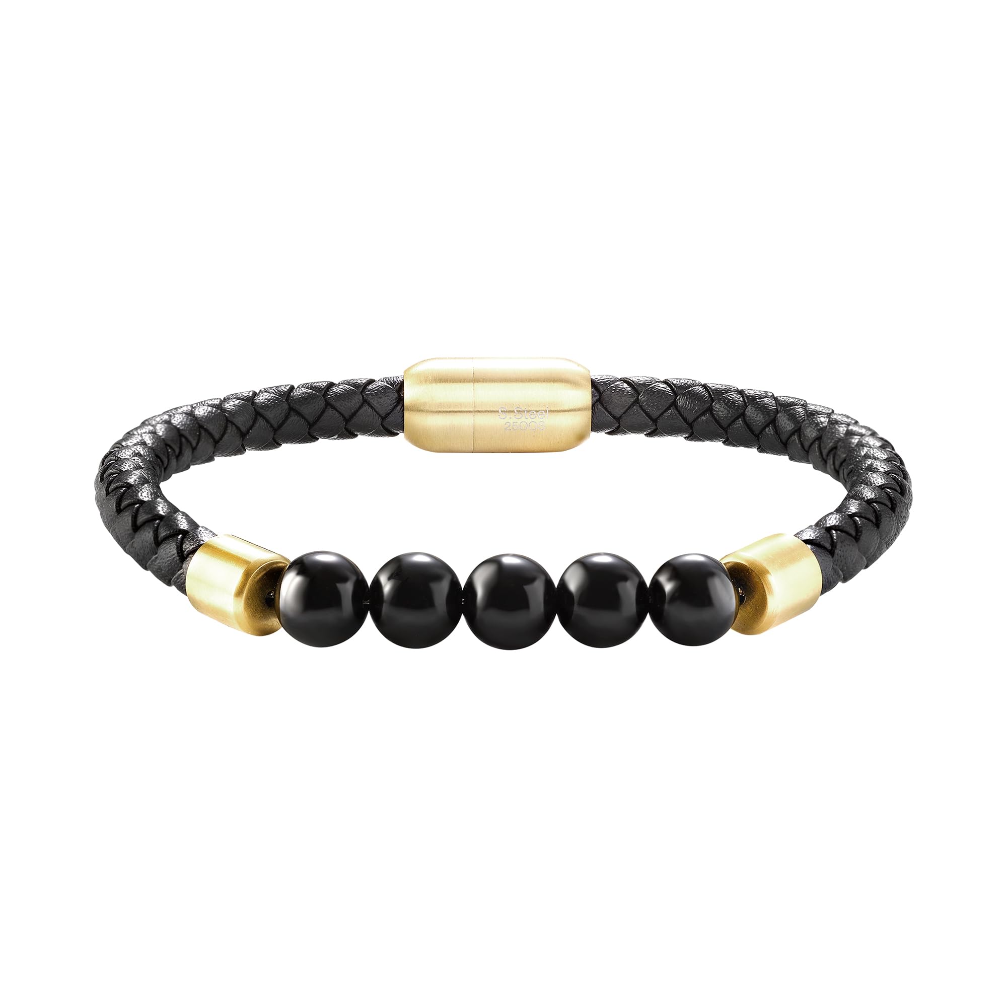 Breil, Bracciale Uomo in Steel, Leather, Stone | Collezione INDIANA, Bracciale, Dimensione 19 cm, Gioiello idee regalo uomo