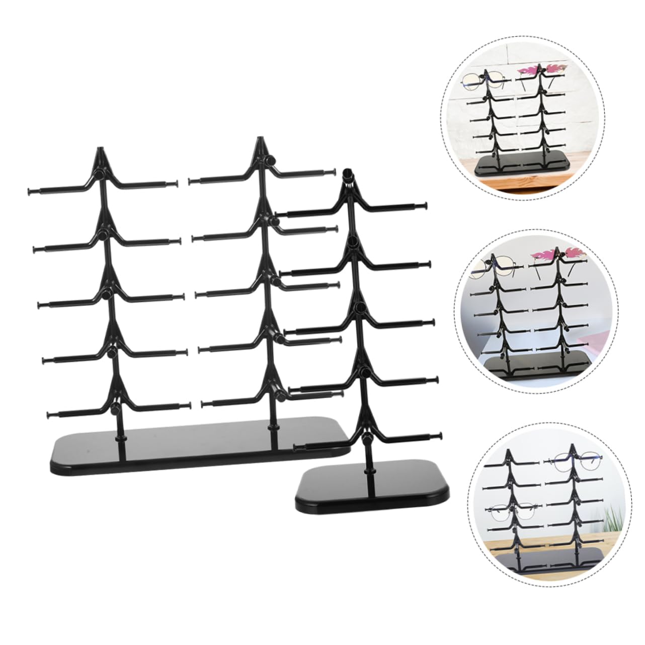 Organizador de Gafas de Sol de Plástico Negro 2 Piezas, Expositor