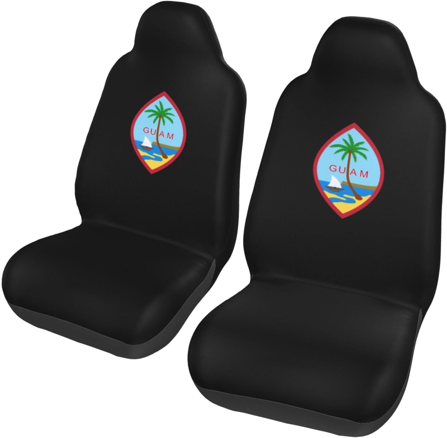 Seal of Guam Car Seat Covers 2 Front Seats,Breathable Durable Seat Covers for Cars,Universal Fit for SUV,Vans,sedans, Trucks, Automotive Interior Covers,Black