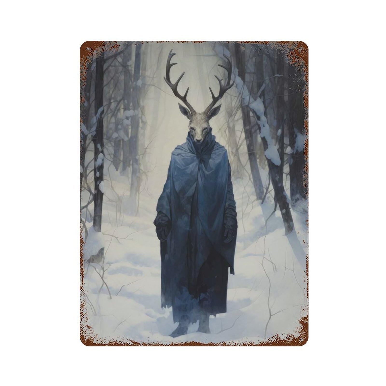 Surreal Forest Deer 01 15.7"x11.8" Decorative Tin Sign, Classic Wall Plaque for Cafe, Home Bar And Lounge Decor
