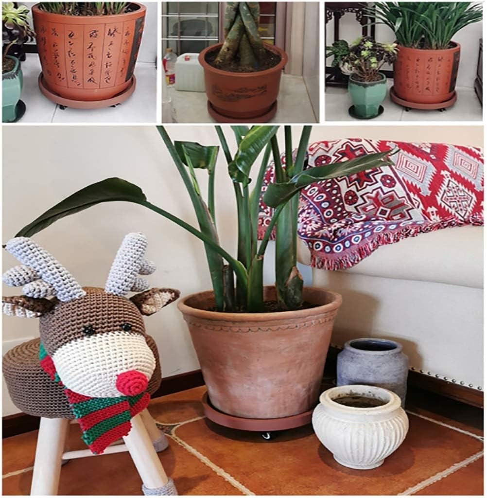 Plant Trolley Plant Pot Trolley,Plant Caddy Round Planter Pot Mover Plant Pot Pallet Caster Rolling Plant Stand Planter Trolley Casters Tray for Indoor Outdoor Home Garden (Color : A, Size