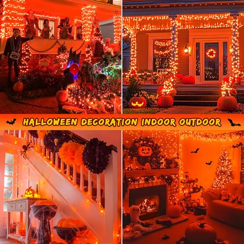 Oopswow 5012638 Halloween Lights Outdoor, Orange String Lights Plug In,8 Modes Connectable Twinkle Orange Christmas Lights For Tree Party Garland Thanksgiving Fall Halloween Decorations thumb #5