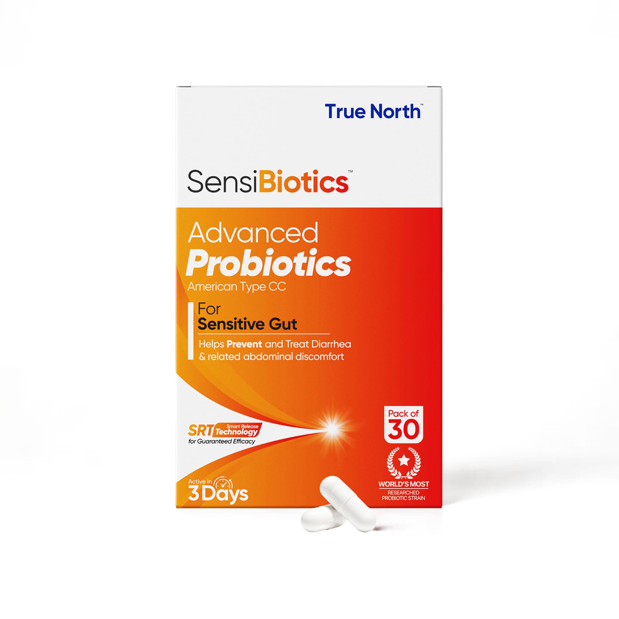 TrueNorth SensiBiotics Probiotics Supplement for Sensitive Gut Health, Digestion Pills, Gut Cleanse Tablets for Men & Women, Gives Relief in Diarrhoea - 30 Veg Capsules, Pack of 1 (B0D9XR7B59) Amazon Price History, Amazon Price Tracker