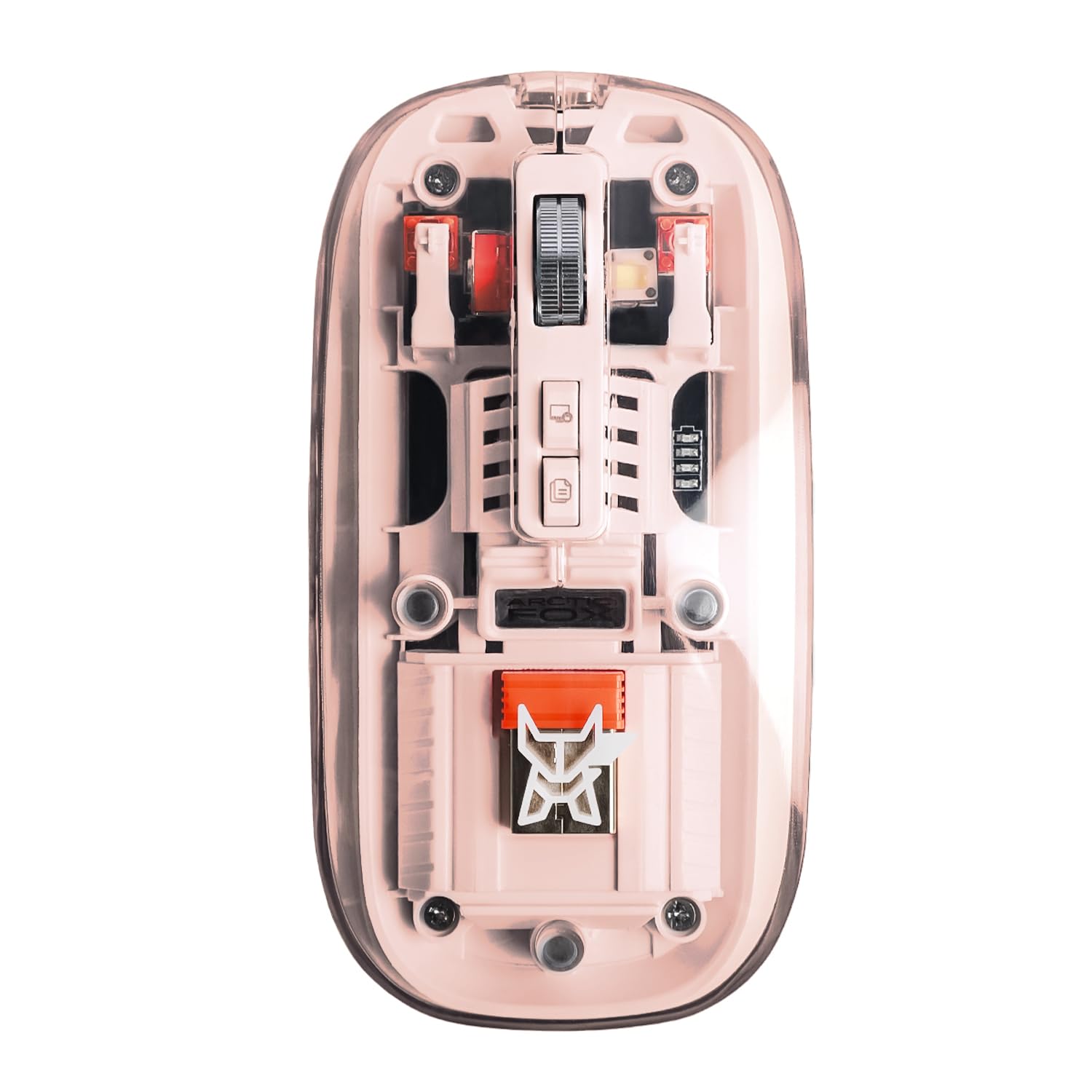 Arctic Fox Clearview Transparent Wireless and Bluetooth Rechargeable Mouse, USB Receiver,LED Battery Magic Silm for Office/PC/Mac/Laptop/Apple/ipad(Pink)