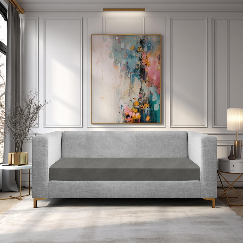 Teynewer Sofa Seat Cushion Cover, Sofa Cushion Slipcovers Stretch Velvet - Image 2