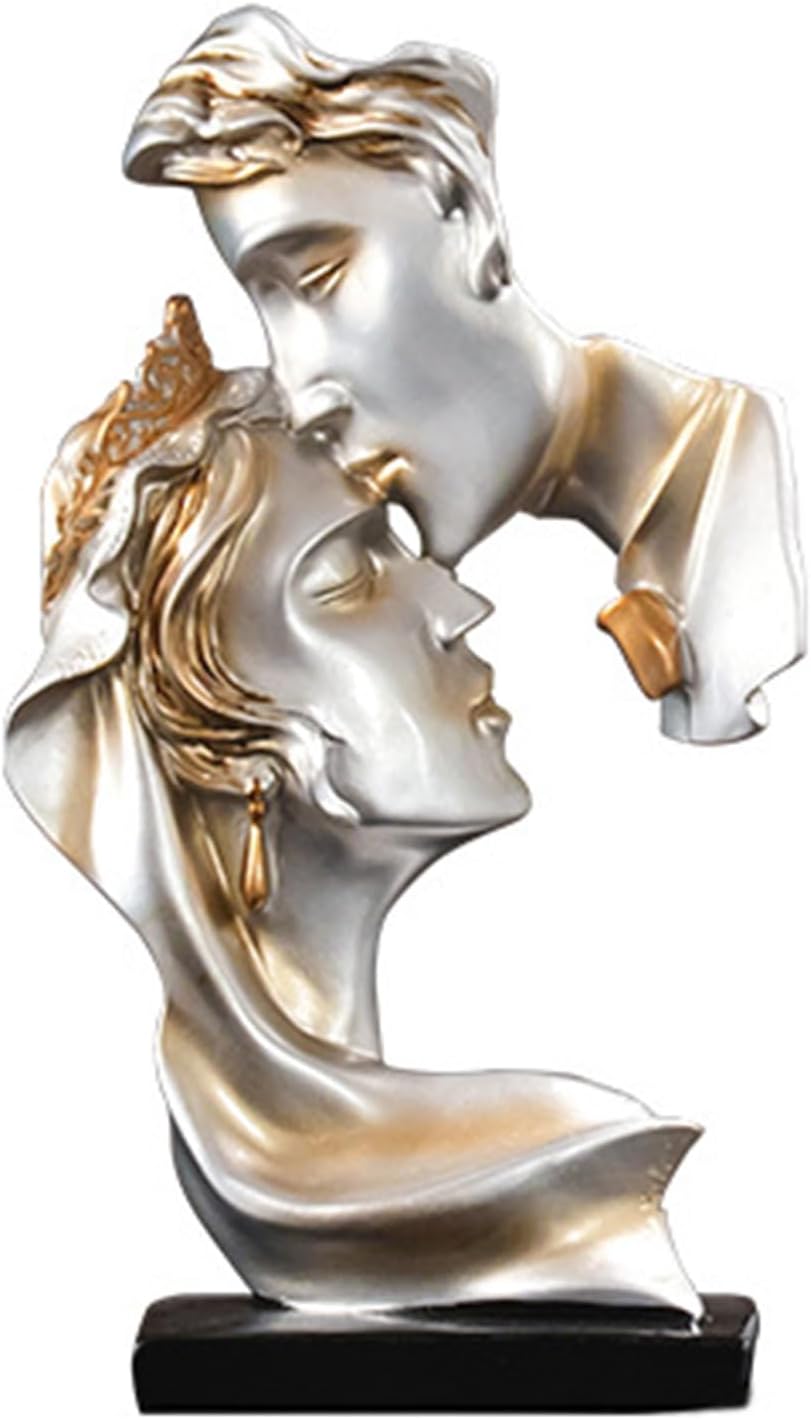 Escultura de pareja besándose en resina decoración abstracta miniatura 7