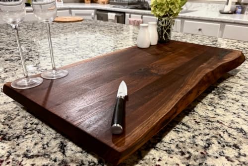 Tabla rectangular de madera con bordes naturales 27x14.5x1.25 miniatura 1