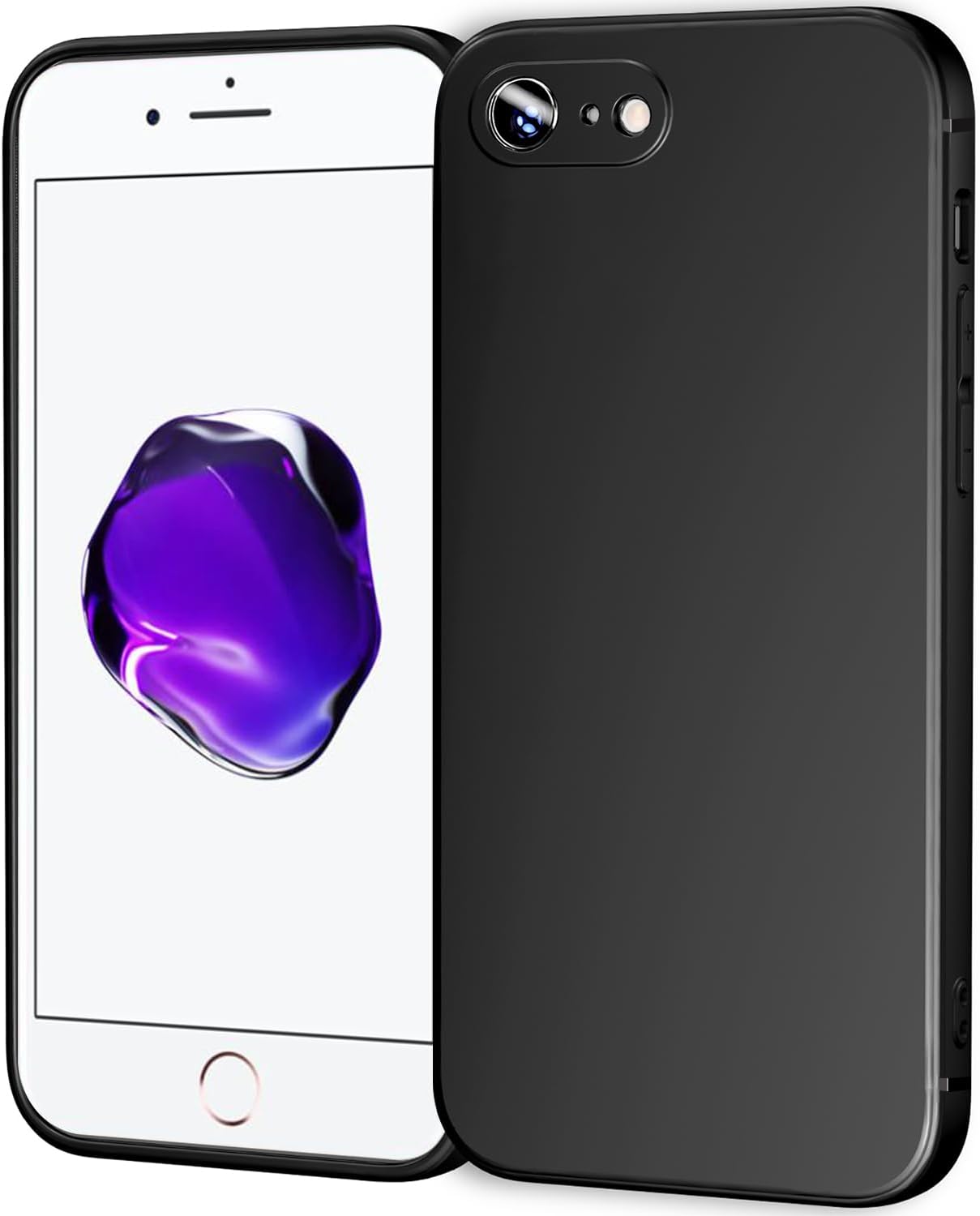 TENOC Phone Case Compatible with iPhone SE (2nd 2020 and 3rd 2022 Generation) & iPhone 7 & iPhone 8, Black Case Anti-Fingerprint Protective Bumper Matte Cover for 4.7 Inch