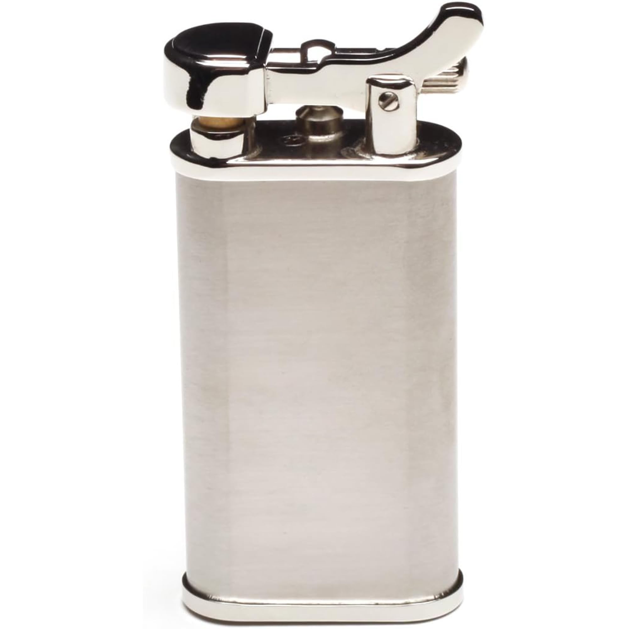 Kabuto Japanese Pipe Lighter - Soft Angled Flame Adjustable Uses Flint Butane Flip Top Travel Friendly Silver Satin