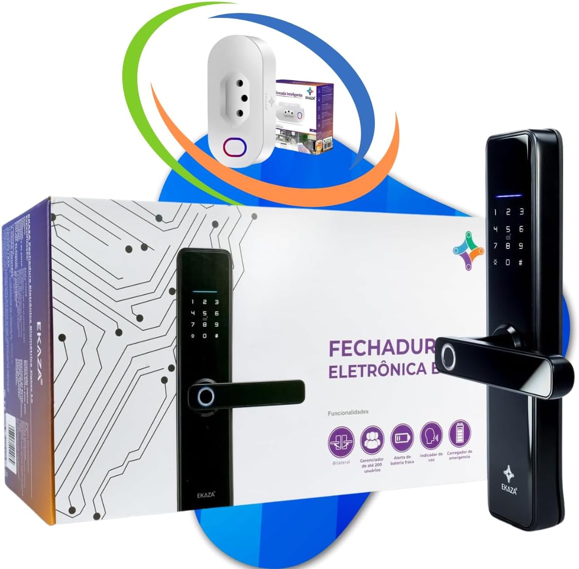 Fechadura Digital Ekaza Wifi Biométrica Com Maçaneta Senha