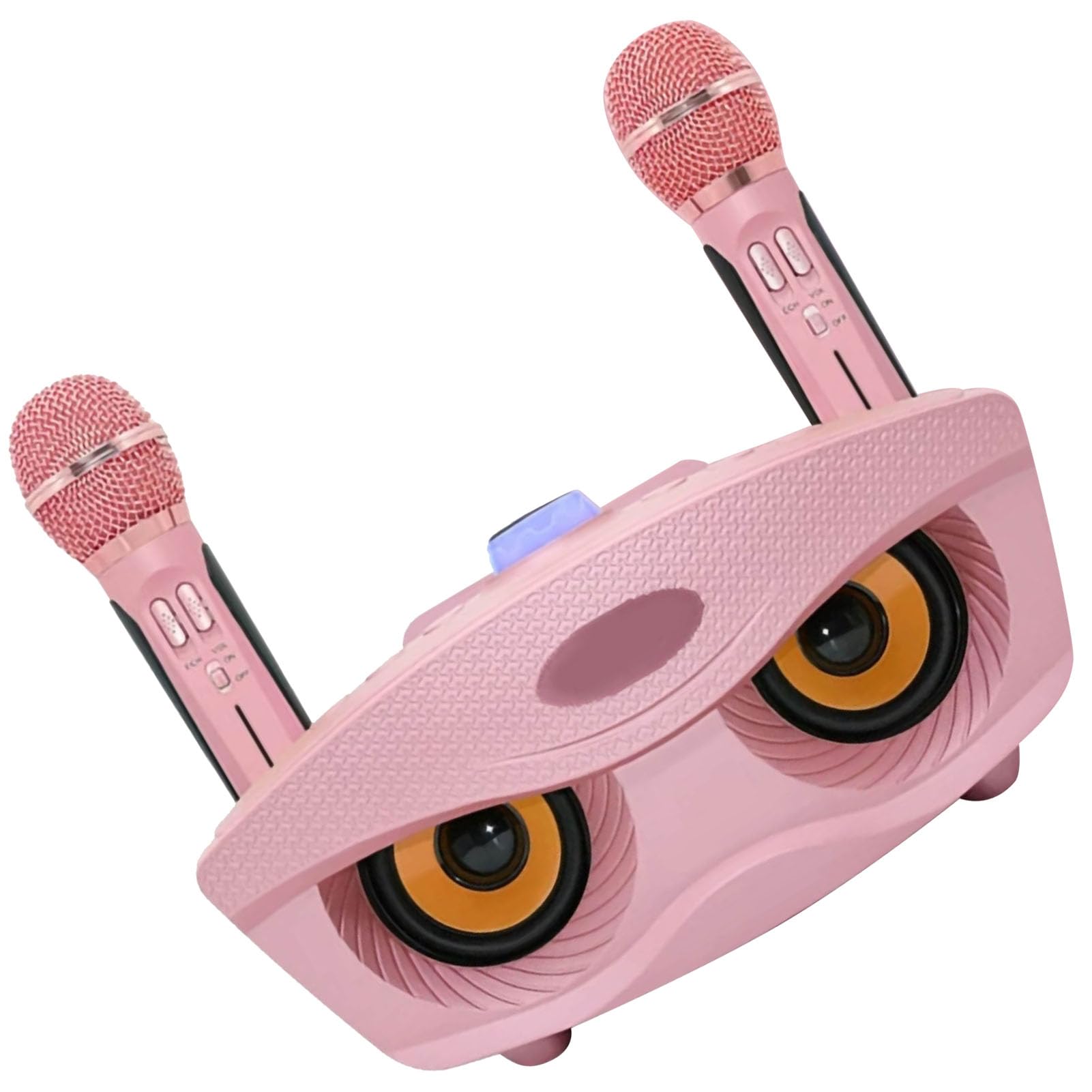 Dpofirs Tragbarer Doppel-Mikrofon-Lautsprecher für Heim-Karaoke (PINK)