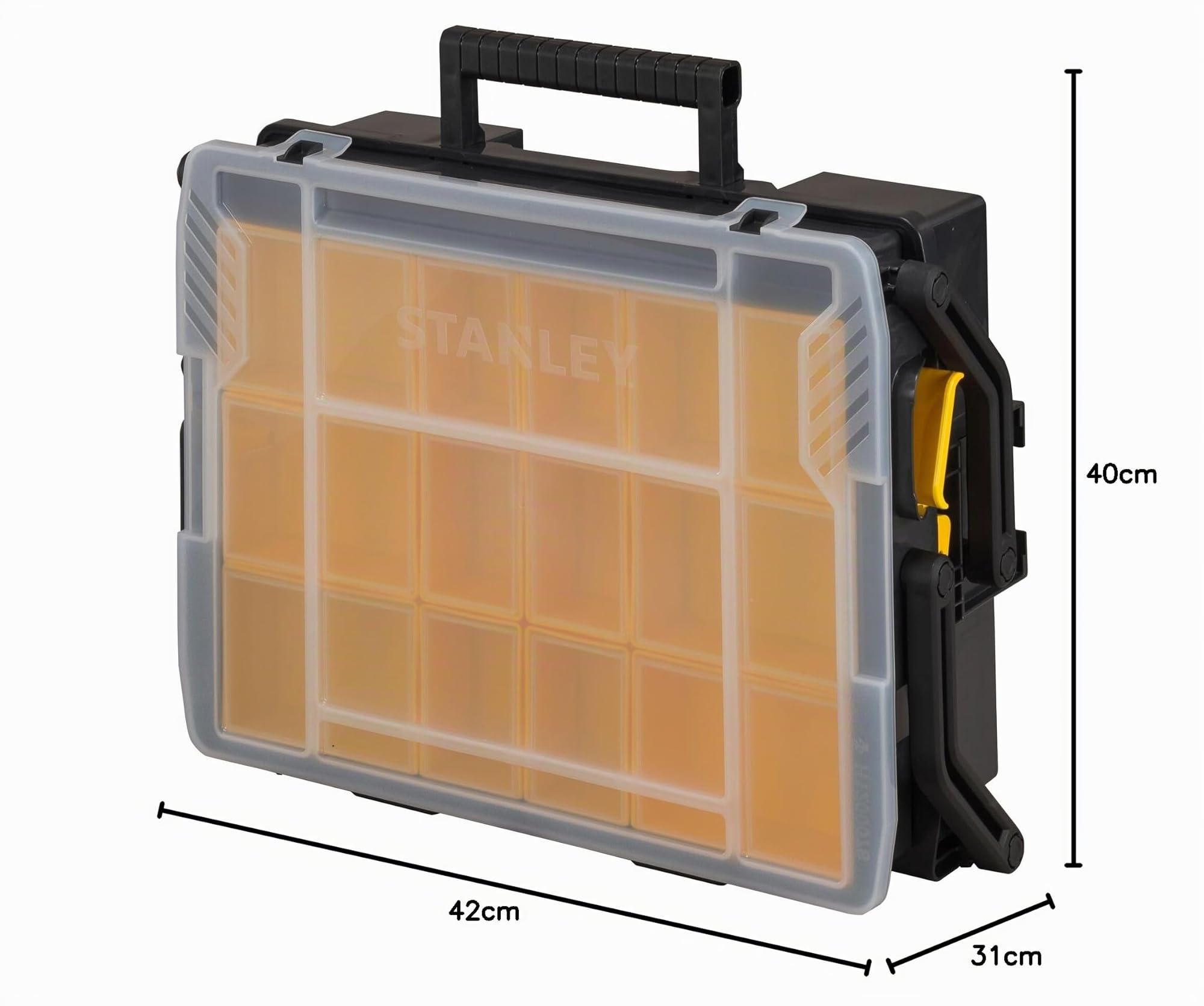 STANLEY Organizador Multinivel SortMaster, 2 Niveles para Herramientas y Accesorios, Compartimentos Personalizables, Tapa Transparente, Conectable con SortMaster Junior, STST1-75540