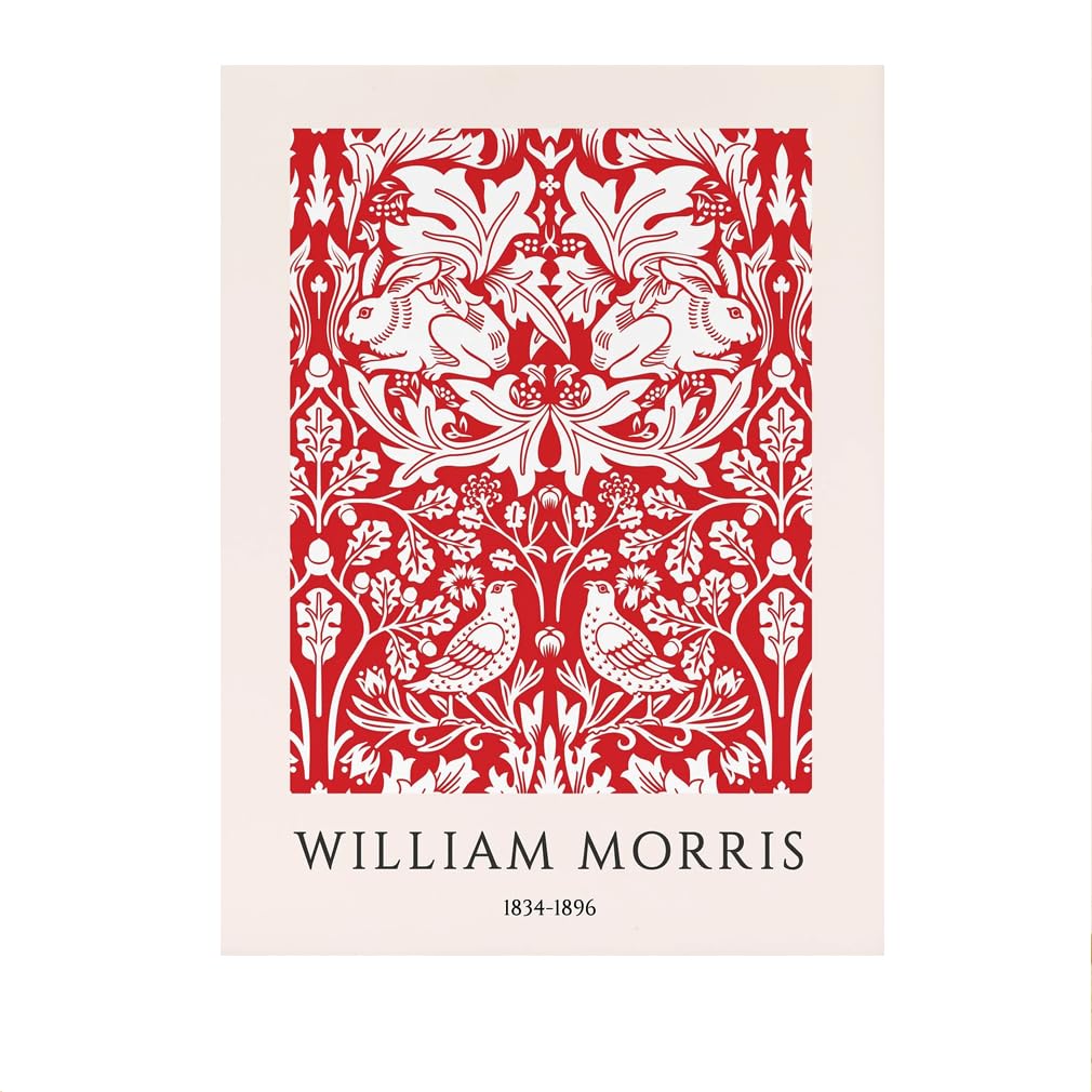 Impression William Morris fleur oiseau 40x60 cm pour décoration moderne salon et chambre sur toile