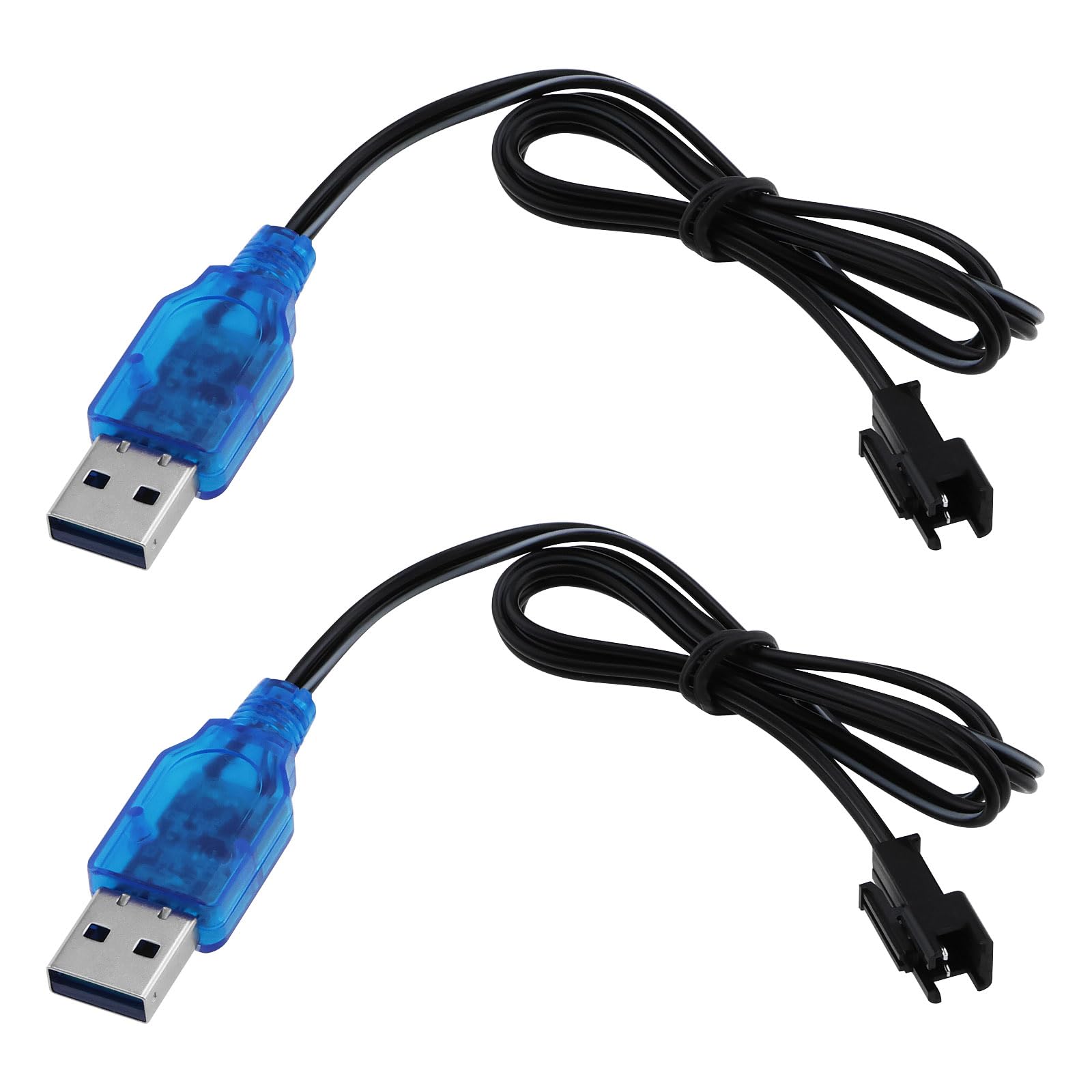 Set di 2 Cavi di Ricarica USB HSP 3,7V con Spina SM-2P, Cavo di Ricarica USB per Batterie NI-MH, Compatibile con Drone RC e Veicoli